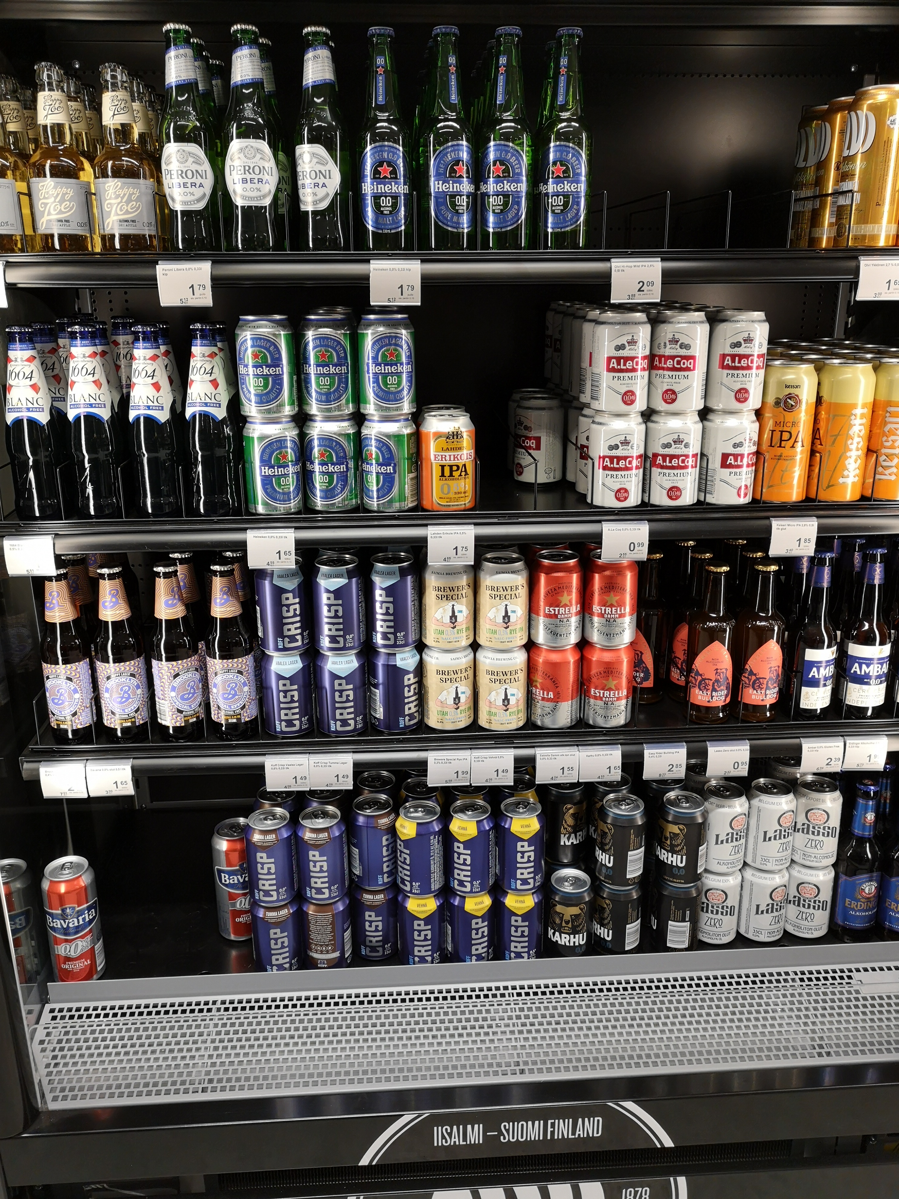beer fridge at a local grocery store in Kallio, Helsinki